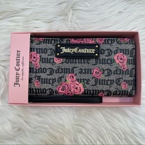Juicy Couture Black Large Zip Around Wallet Wristlet Clutch Juicy LOGO BOXED NEW